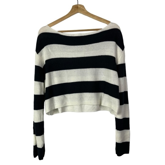 H&M Divided Navy Blue & White Stripe Knit Pullover Sweater M - Picture 2 of 4